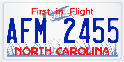 NC license plate AFM2455