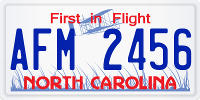 NC license plate AFM2456