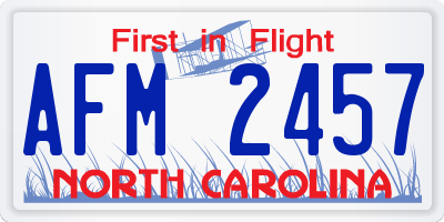 NC license plate AFM2457