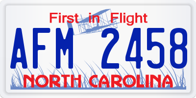 NC license plate AFM2458