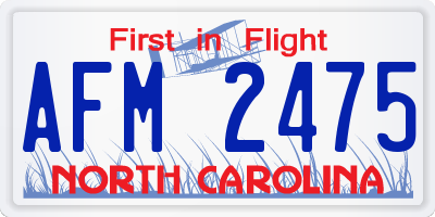 NC license plate AFM2475
