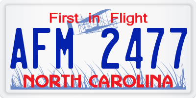 NC license plate AFM2477