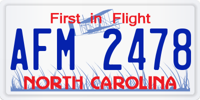 NC license plate AFM2478