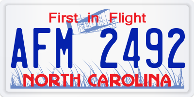 NC license plate AFM2492
