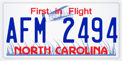 NC license plate AFM2494