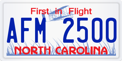NC license plate AFM2500