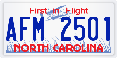 NC license plate AFM2501