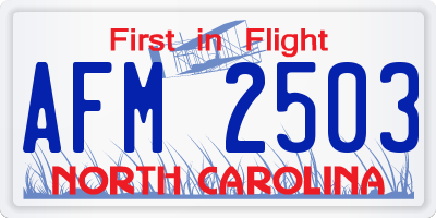 NC license plate AFM2503