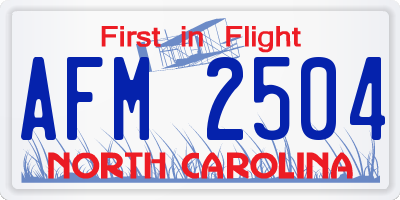 NC license plate AFM2504