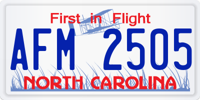 NC license plate AFM2505