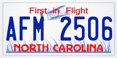 NC license plate AFM2506