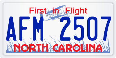 NC license plate AFM2507