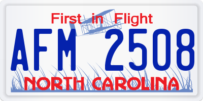 NC license plate AFM2508