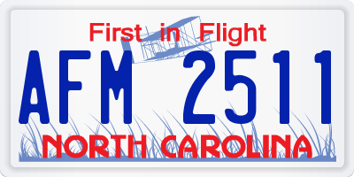 NC license plate AFM2511