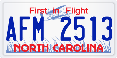 NC license plate AFM2513