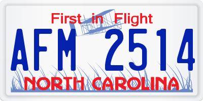 NC license plate AFM2514