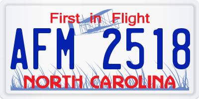 NC license plate AFM2518