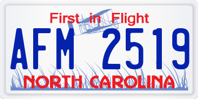 NC license plate AFM2519