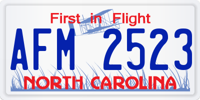 NC license plate AFM2523