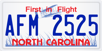 NC license plate AFM2525