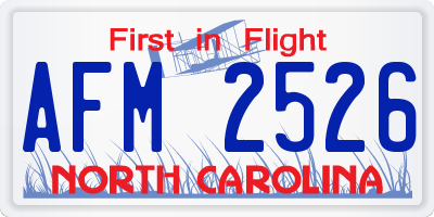 NC license plate AFM2526
