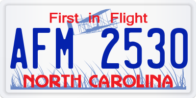 NC license plate AFM2530