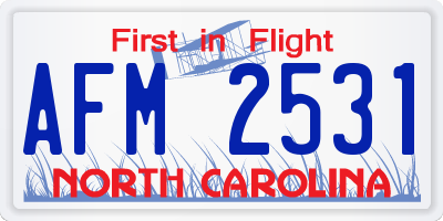 NC license plate AFM2531