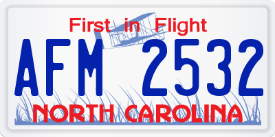 NC license plate AFM2532