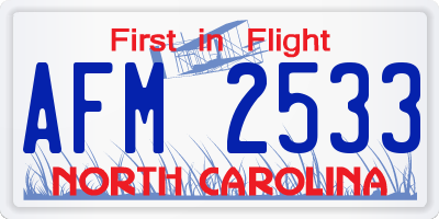 NC license plate AFM2533