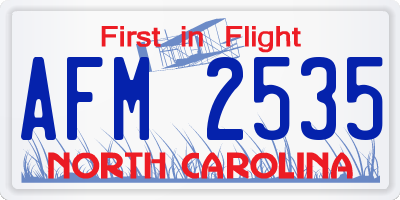 NC license plate AFM2535
