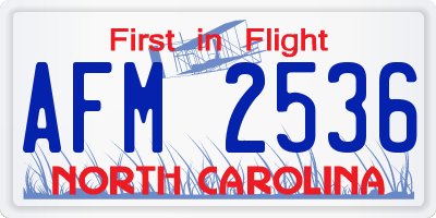 NC license plate AFM2536