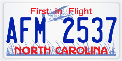 NC license plate AFM2537
