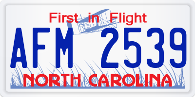NC license plate AFM2539