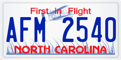 NC license plate AFM2540