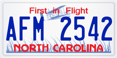 NC license plate AFM2542
