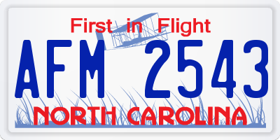 NC license plate AFM2543