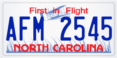 NC license plate AFM2545