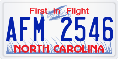 NC license plate AFM2546