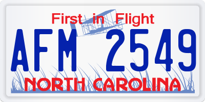 NC license plate AFM2549