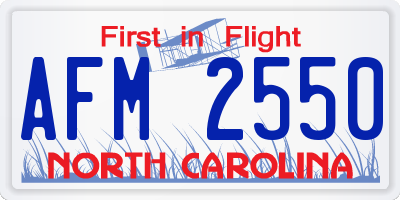 NC license plate AFM2550