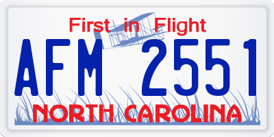 NC license plate AFM2551
