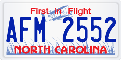 NC license plate AFM2552