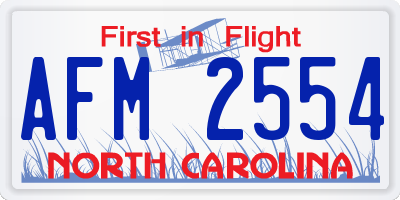NC license plate AFM2554
