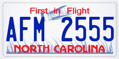 NC license plate AFM2555