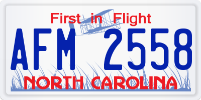 NC license plate AFM2558