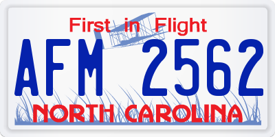 NC license plate AFM2562
