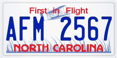 NC license plate AFM2567