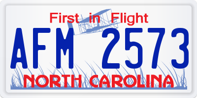 NC license plate AFM2573