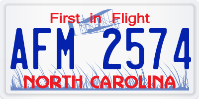 NC license plate AFM2574