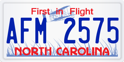 NC license plate AFM2575
